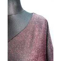 Błyszcząca wieczorowa tunika Oversize z dekoltem - burgund